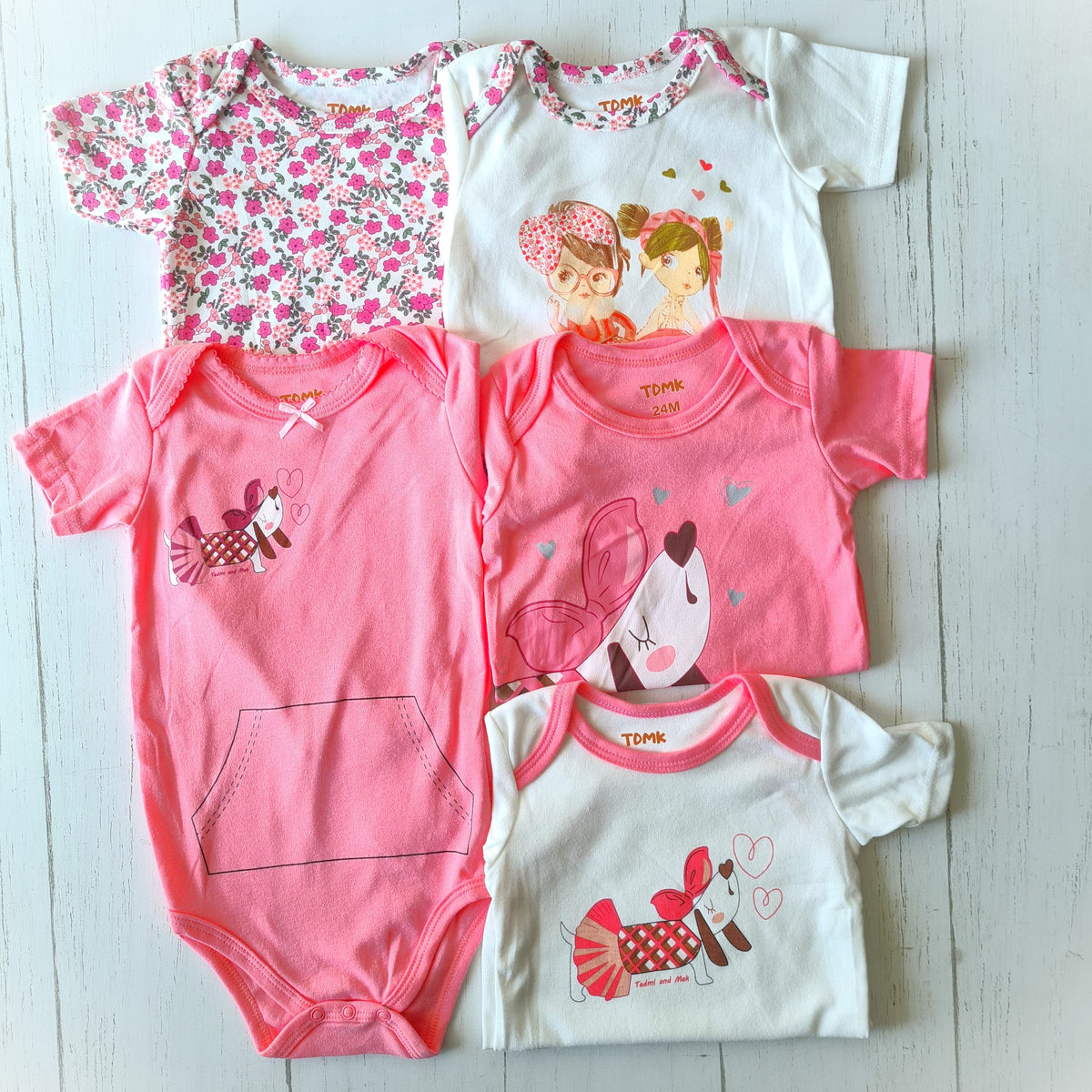 🐼 Pack 5 bodies algodón niña