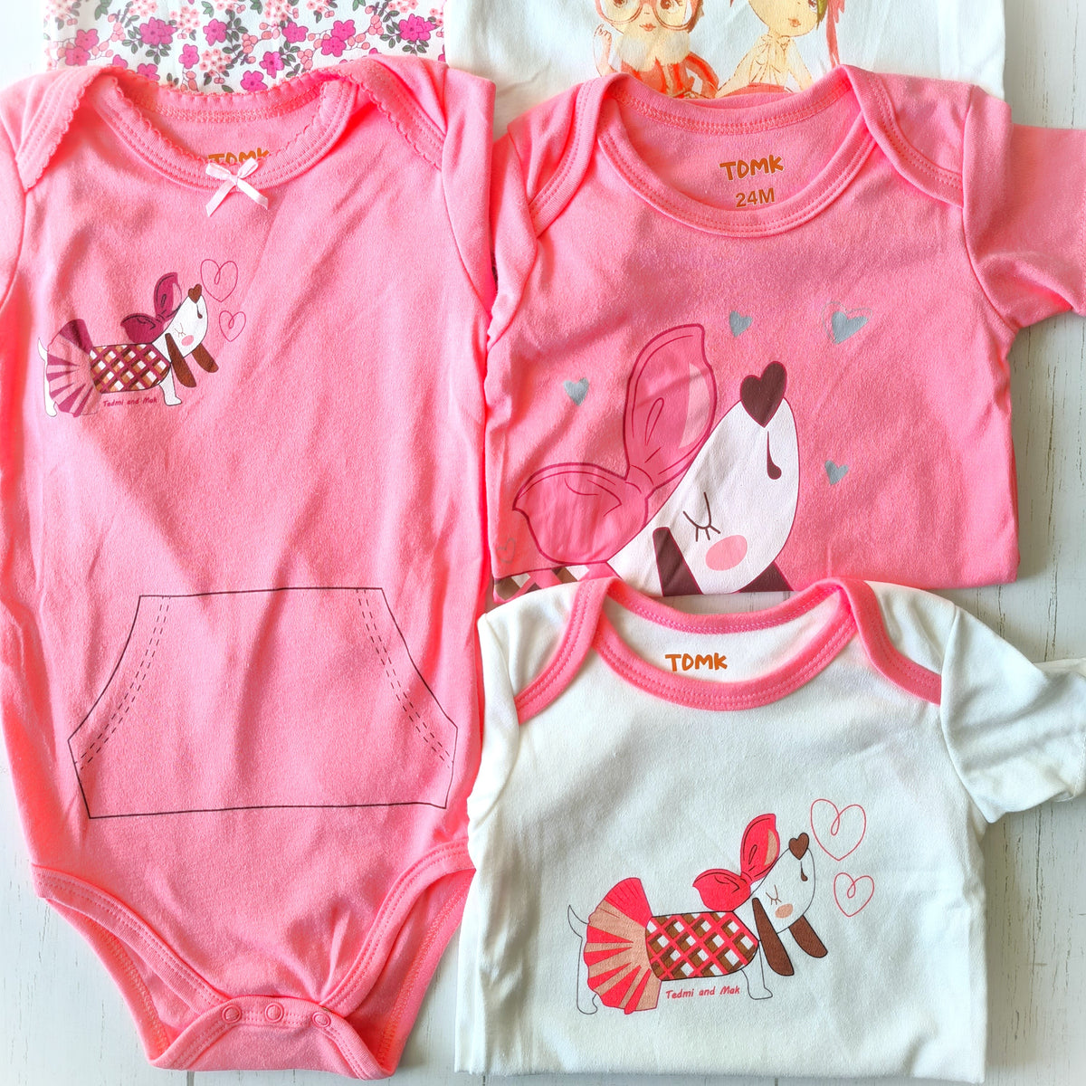 🐼 Pack 5 bodies algodón niña