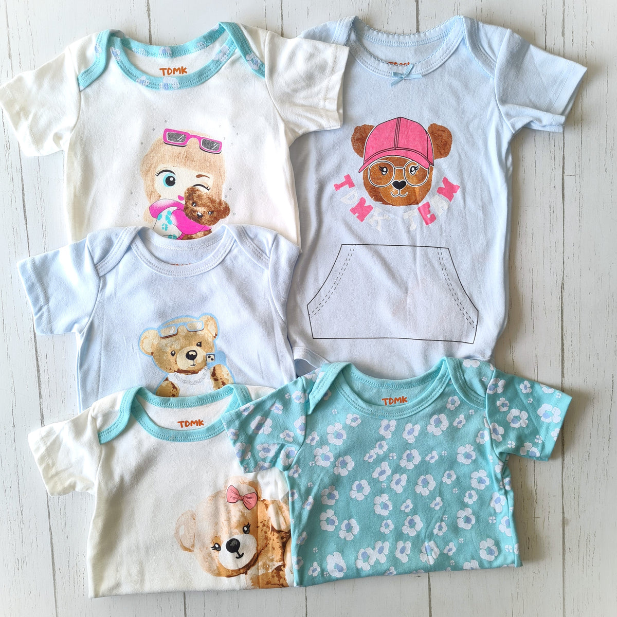 🐼 Pack 5 bodies algodón niña