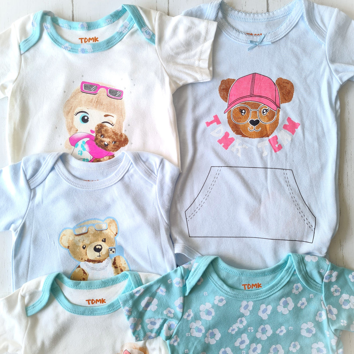 🐼 Pack 5 bodies algodón niña