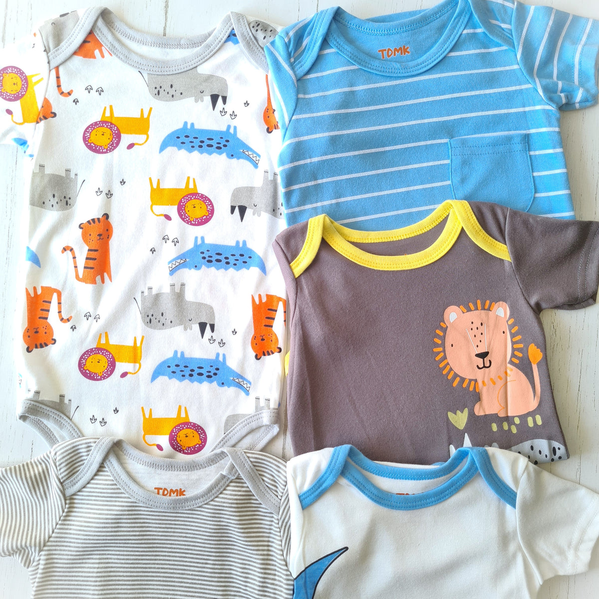 🐼 Pack 5 bodies algodón niño
