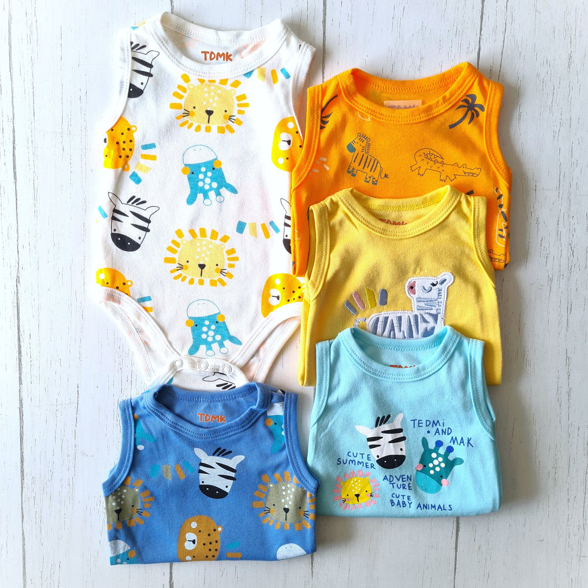 🐼 Pack 5 bodies algodón niño