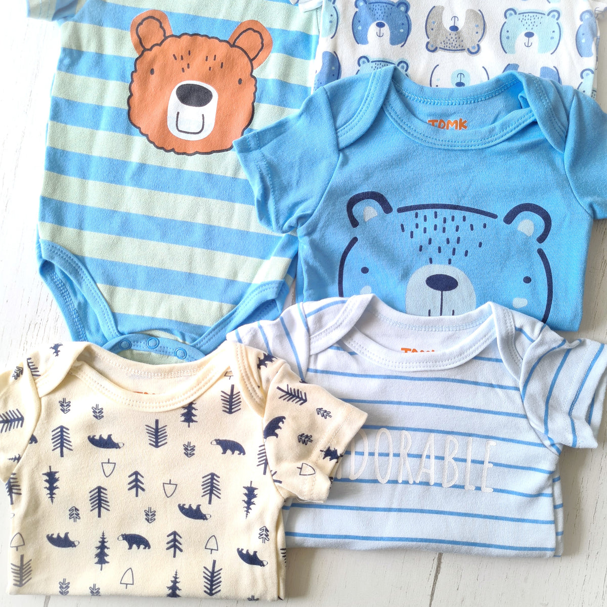 🐼 Pack 5 bodies algodón niño