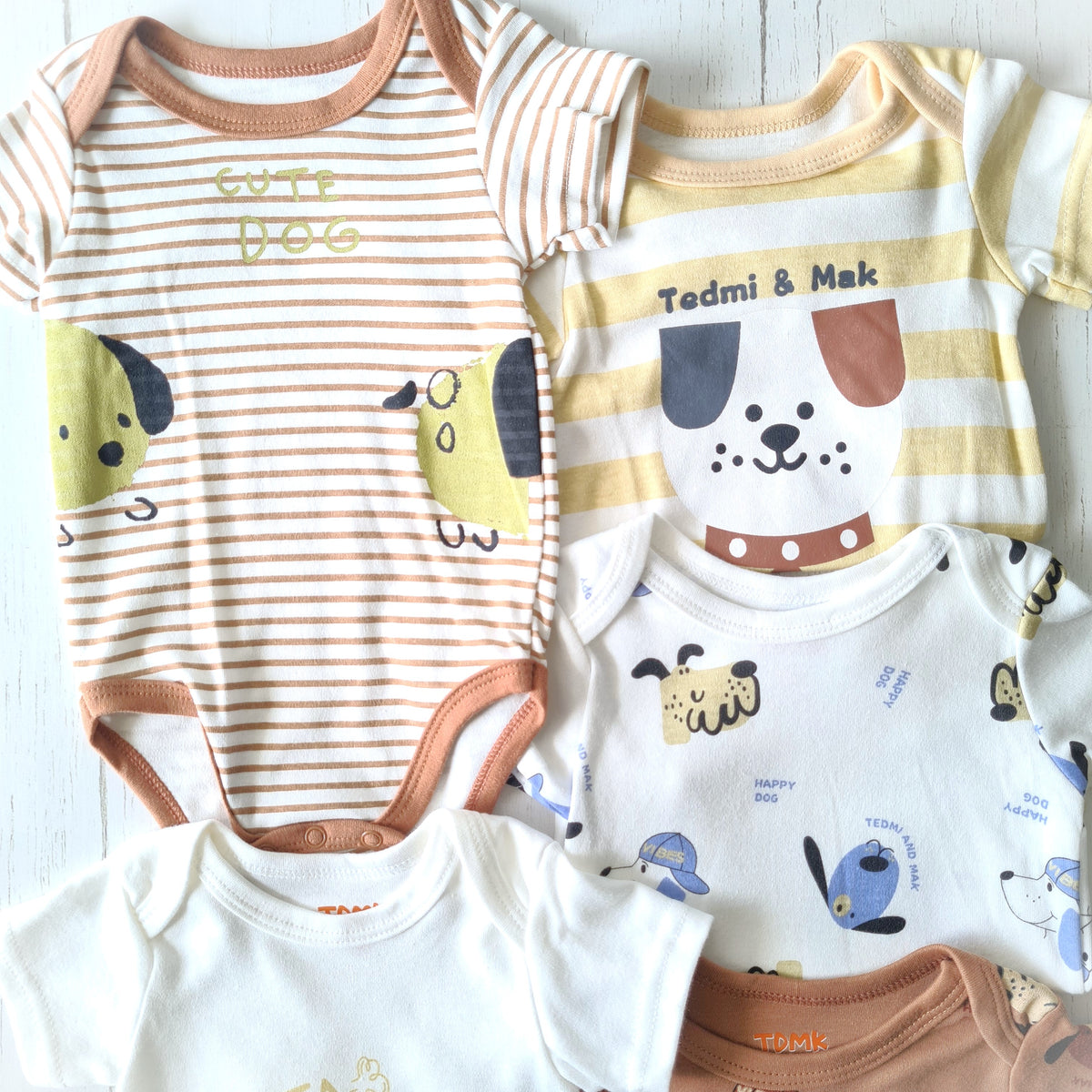 🐼 Pack 5 bodies algodón niño