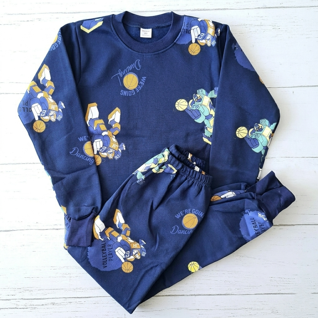 🐼 Pijama algodón azul con estampados