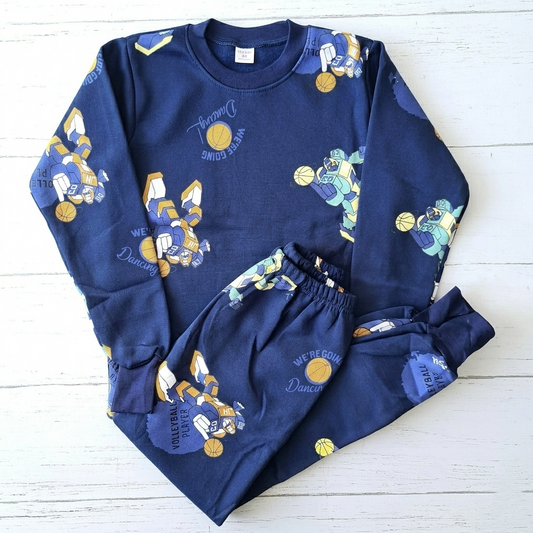 🐼 Pijama algodón azul con estampados