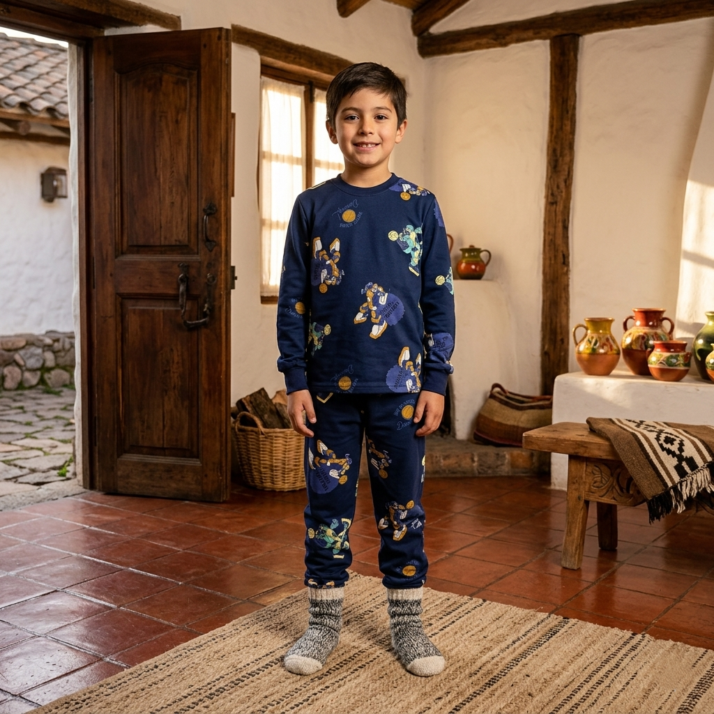 🐼 Pijama algodón azul con estampados