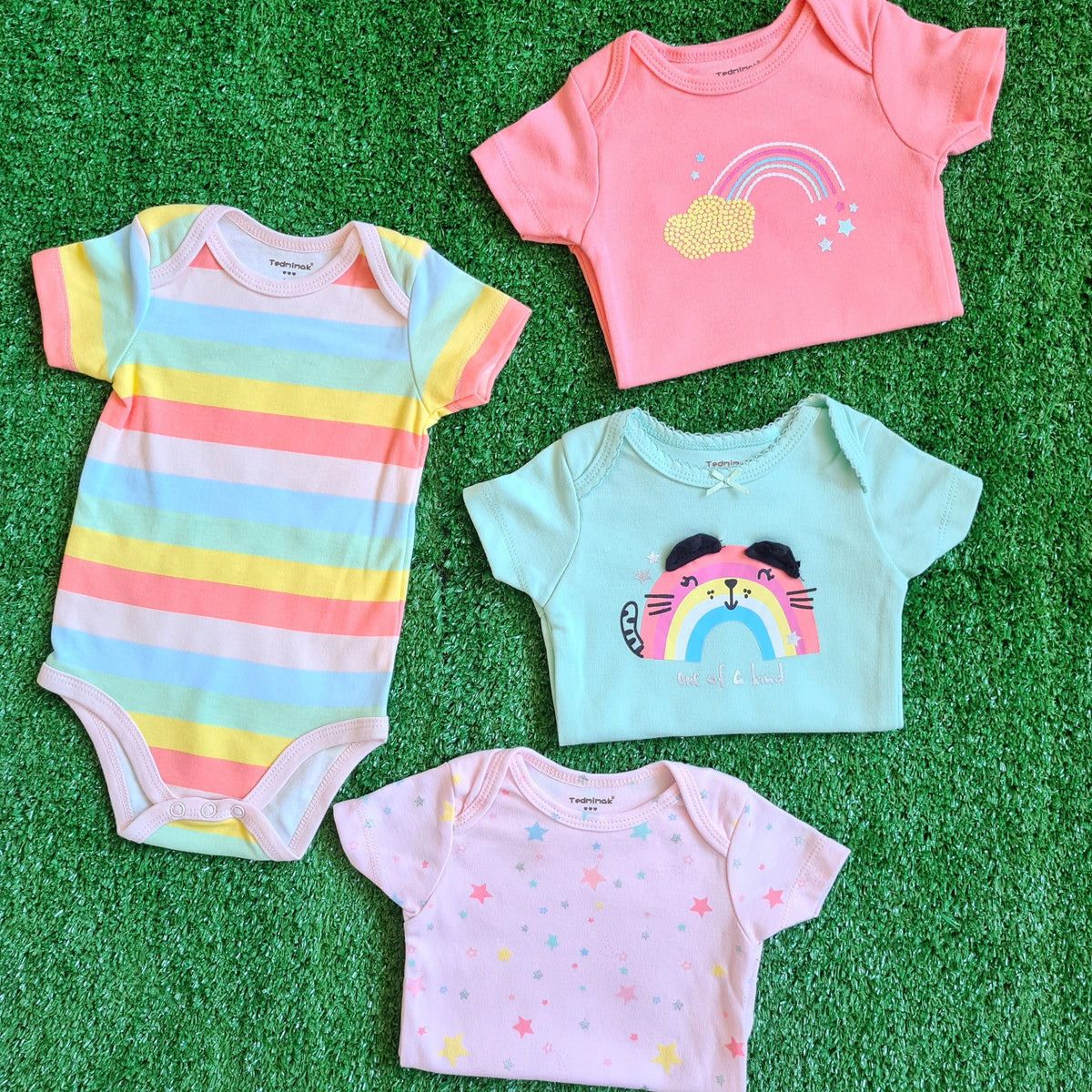 🐼 Pack 4 bodies algodón niña