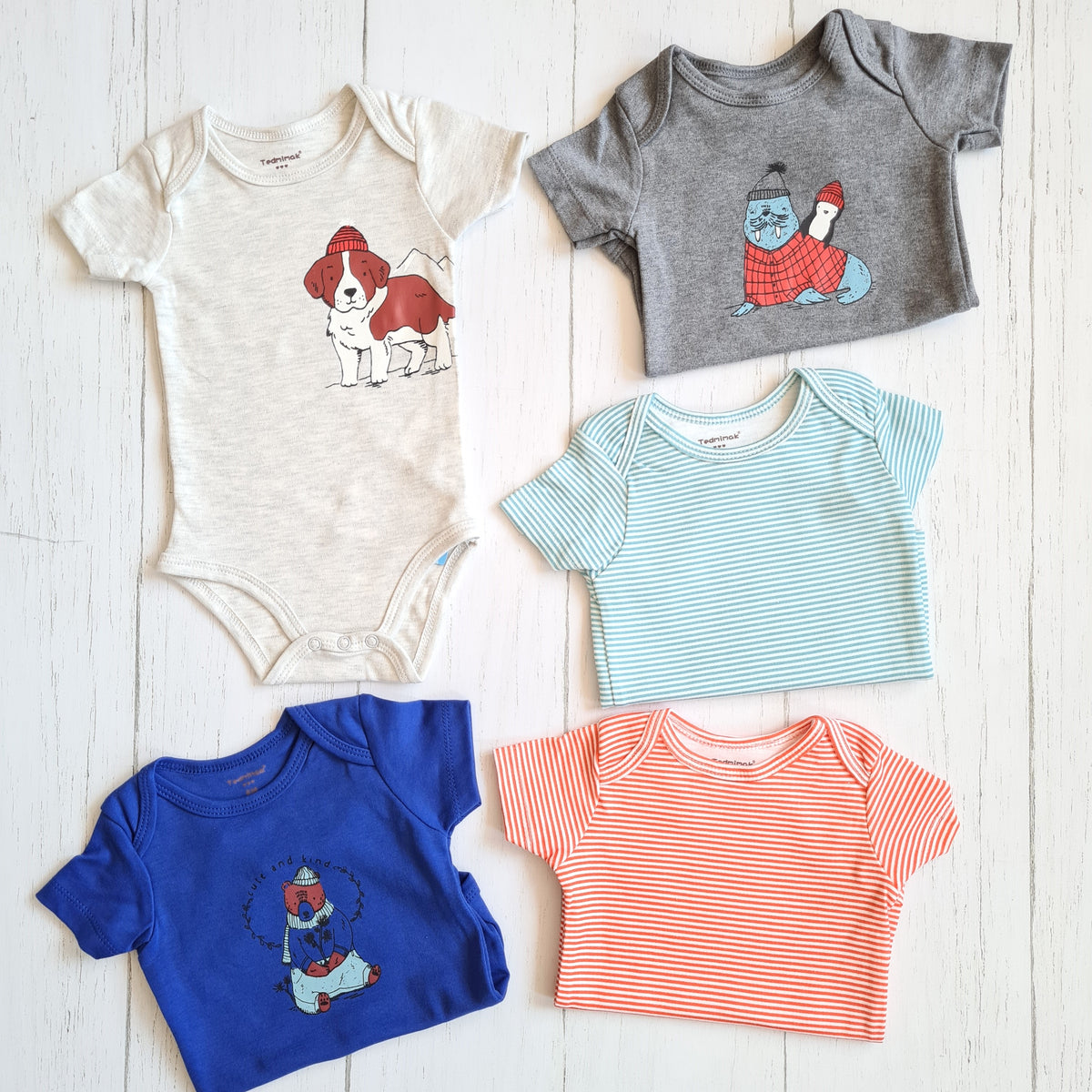 🐼Pack 5 bodies algodón niño