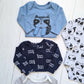 Set de 5 bodies manga larga 100% algodón para bebé niño - colores azules