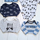 Set de 5 bodies manga larga 100% algodón para bebé niño - colores azules