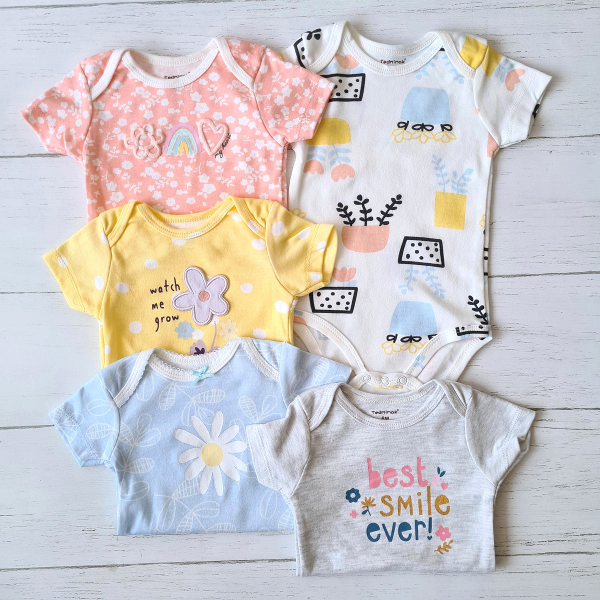 🐼 Pack 5 bodies algodón niña