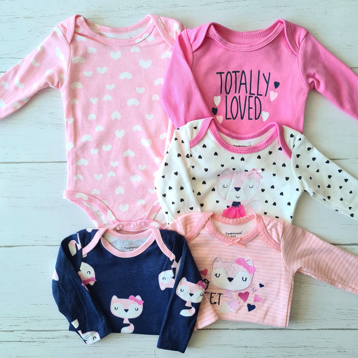 🐼 Pack 5 bodies algodón niña