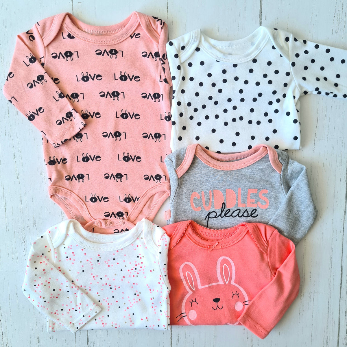 🐼 Pack 5 bodies algodón niña