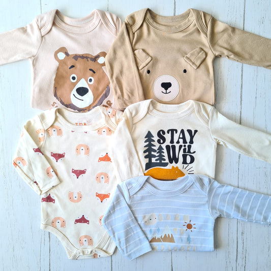 🐼Pack 5 bodies algodón niño