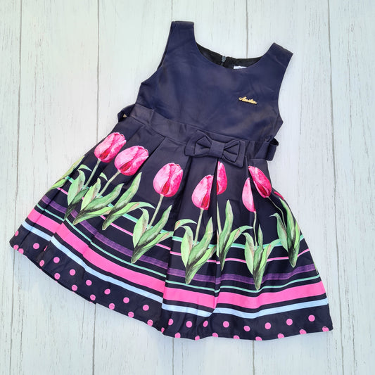 Vestido para niña color azul - Modelito floreado