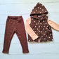 Conjunto 3 piezas 100% algodón abrigado para niña - Modelito tonalidades café