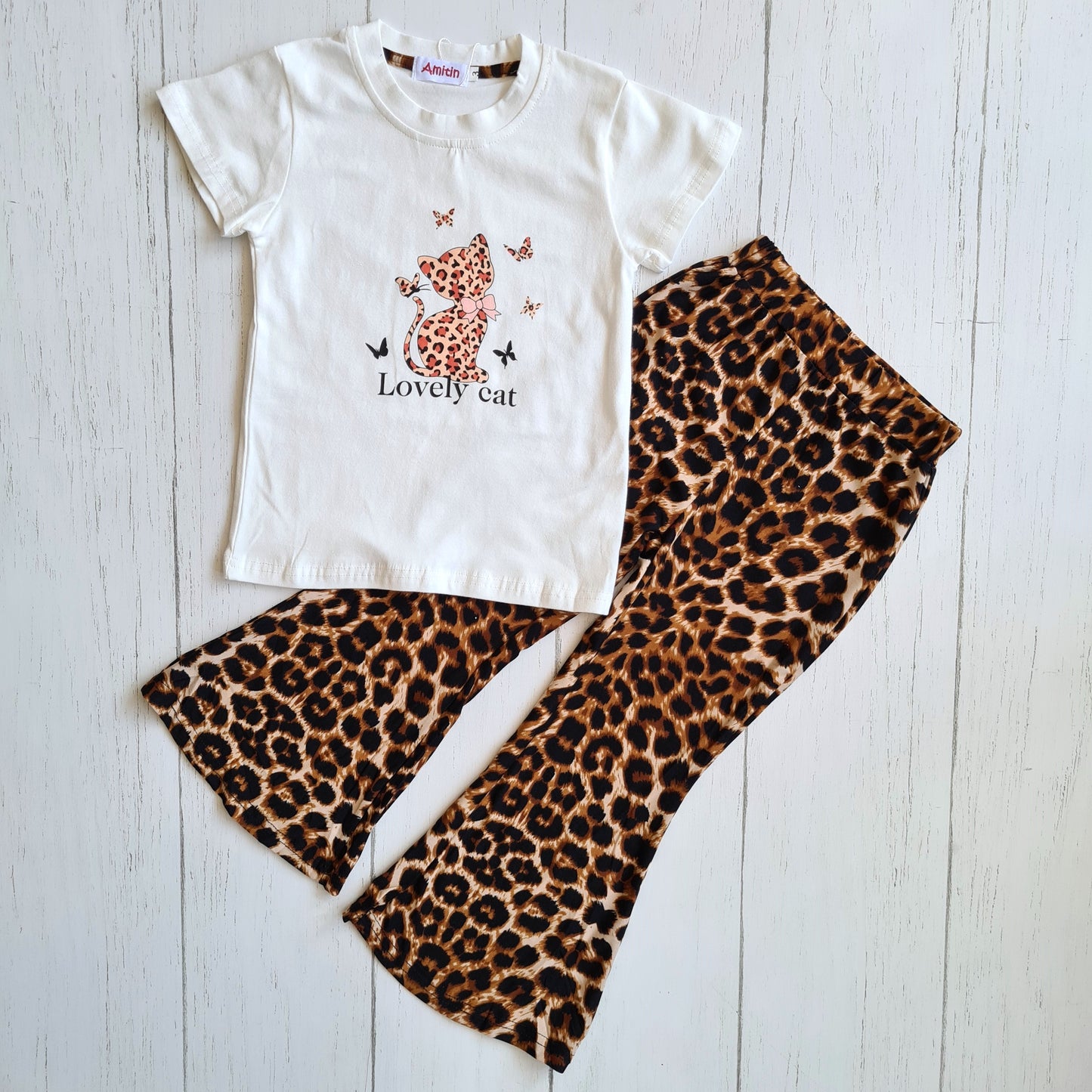 Conjunto 2 piezas algodón para niña - Estilo gatita print