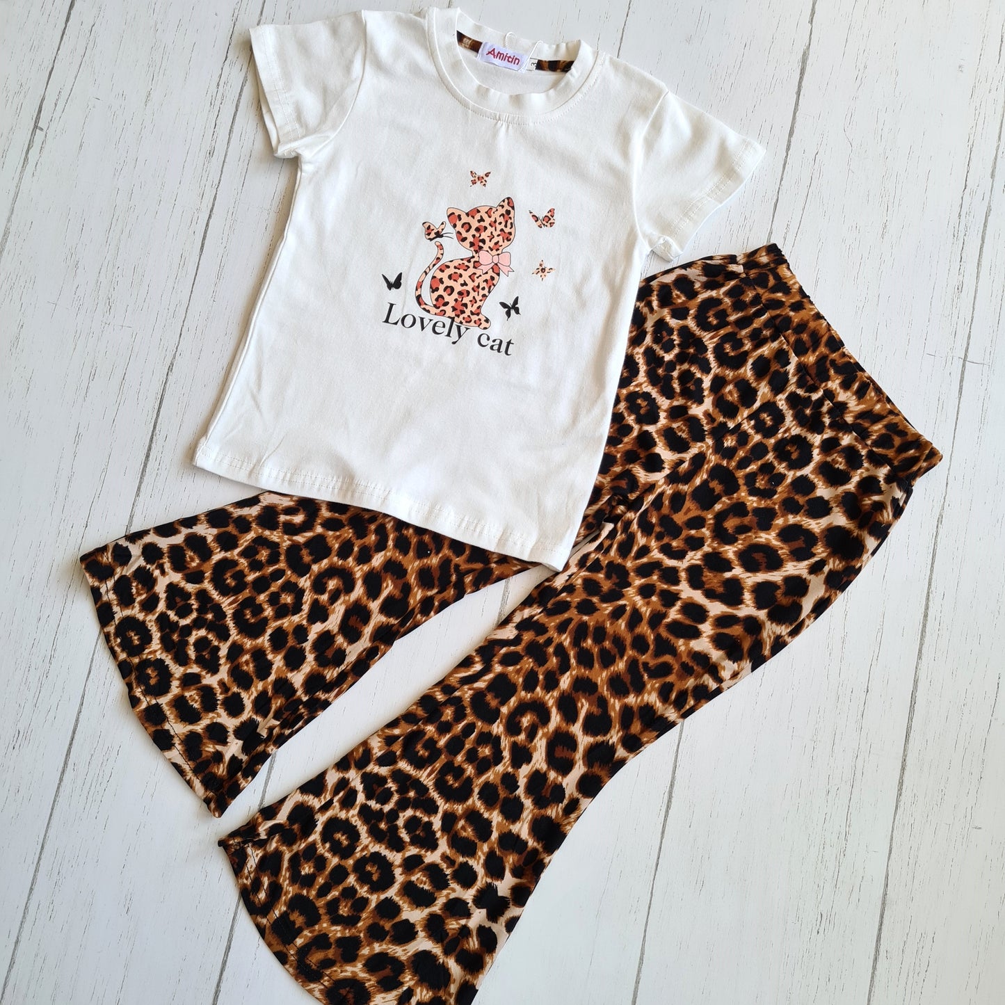 Conjunto 2 piezas algodón para niña - Estilo gatita print