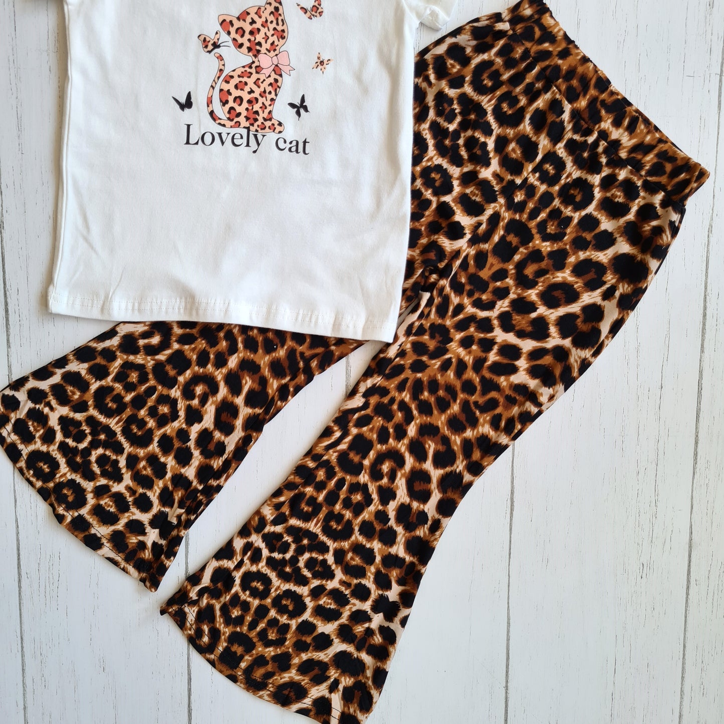 Conjunto 2 piezas algodón para niña - Estilo gatita print