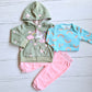 Conjunto 3 piezas polar abrigado para bebé niña - Diseño unicornio