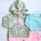 Conjunto 3 piezas polar abrigado para bebé niña - Diseño unicornio