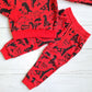 Conjunto 2 piezas algodón abrigado para niño - Modelito dino rojo