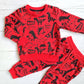 Conjunto 2 piezas algodón abrigado para niño - Modelito dino rojo