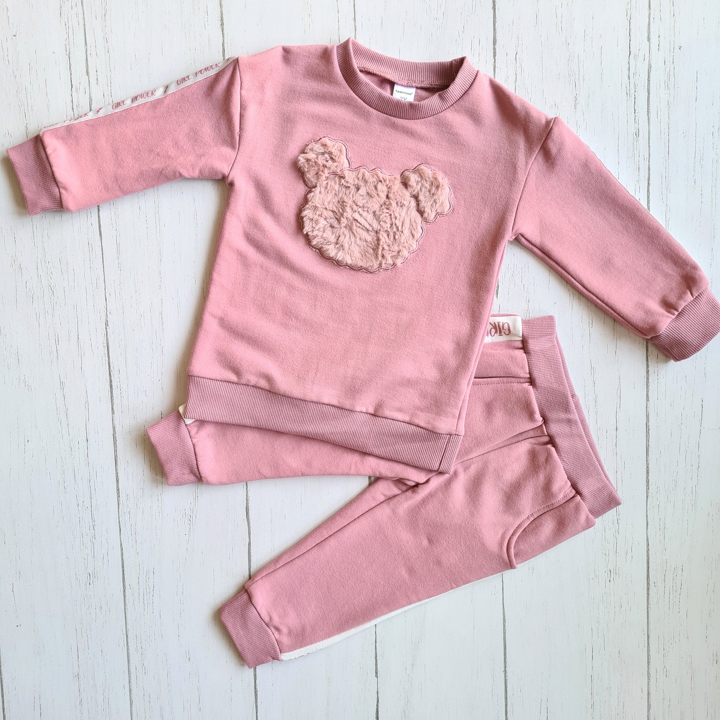 Conjunto 2 piezas 100%  algodón abrigado para niña - Color rosa