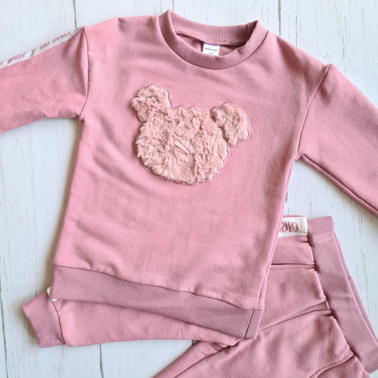 Conjunto 2 piezas 100%  algodón abrigado para niña - Color rosa