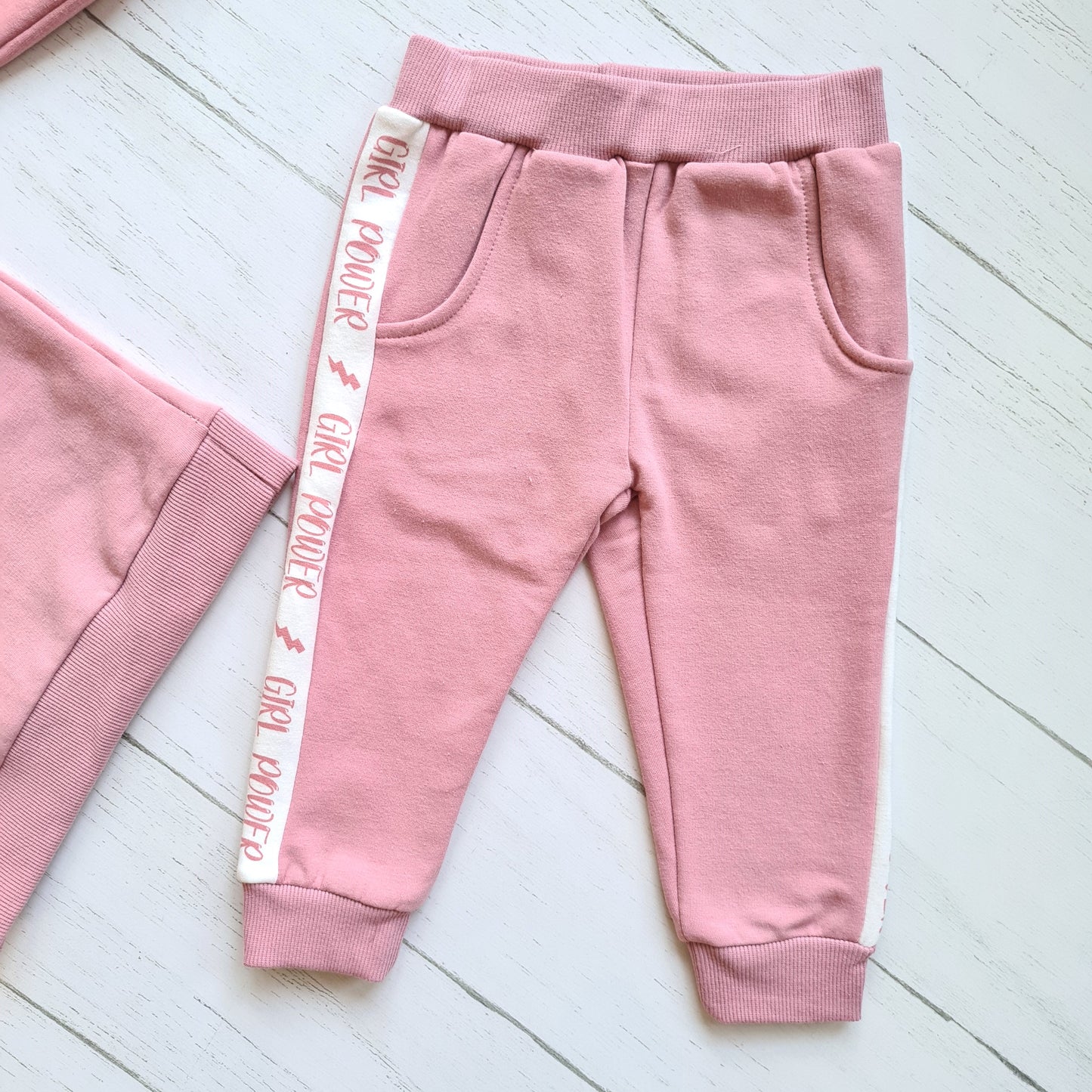 Conjunto 2 piezas 100%  algodón abrigado para niña - Color rosa