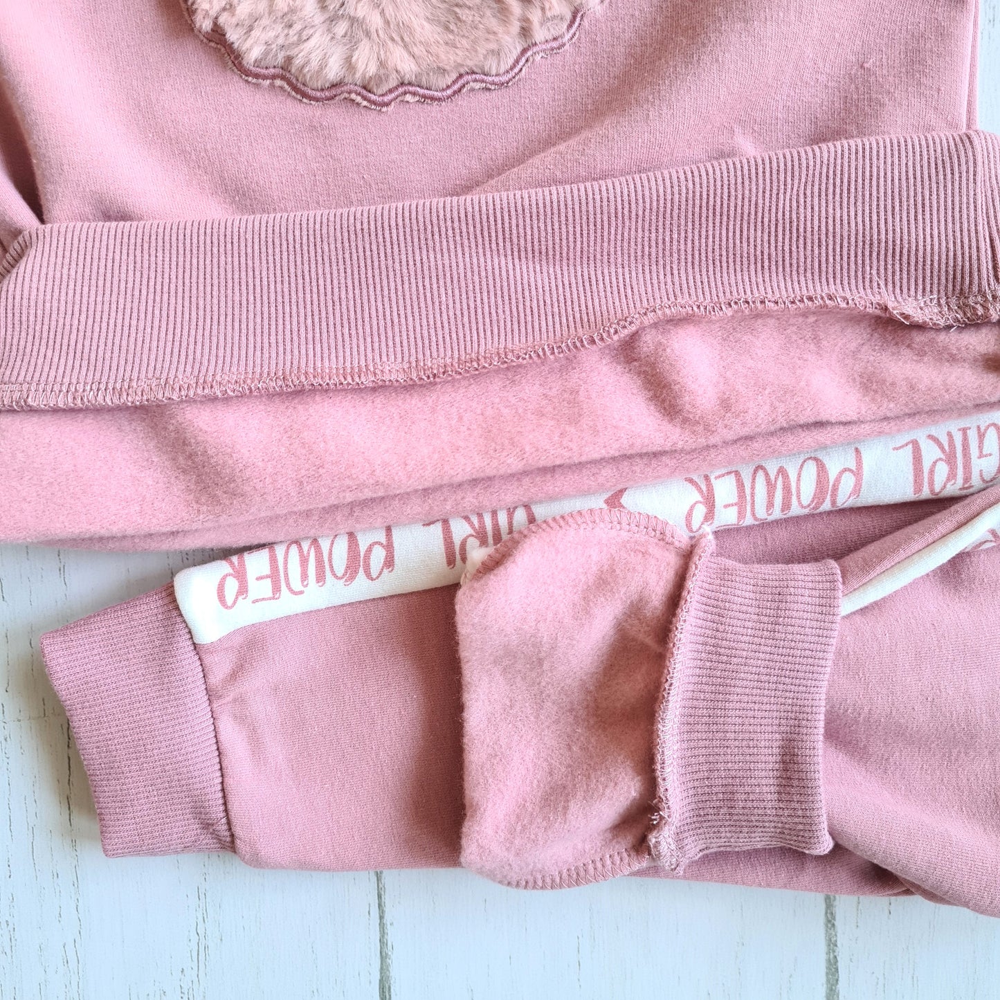 Conjunto 2 piezas 100%  algodón abrigado para niña - Color rosa