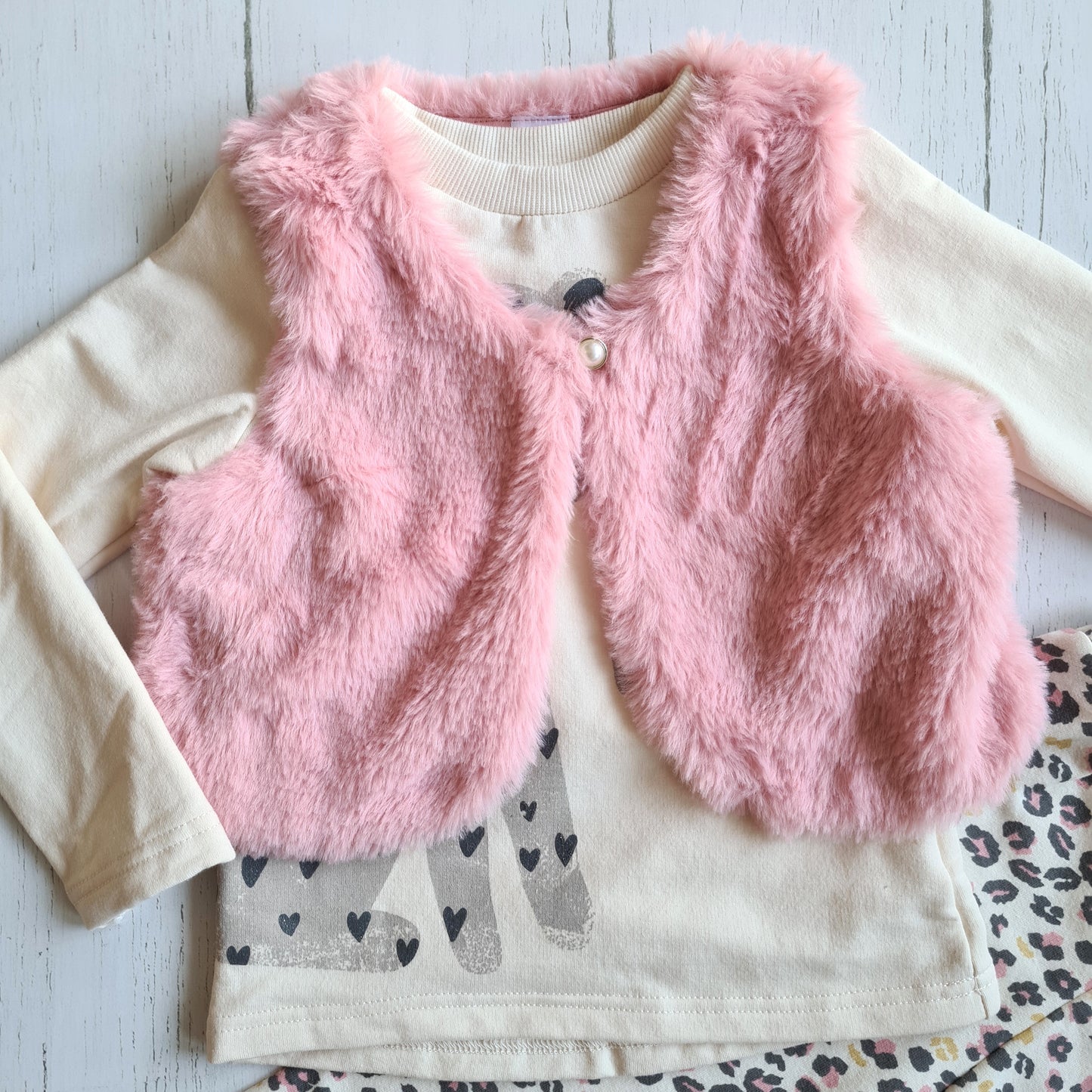 Conjunto 2 piezas 100% algodón abrigado para niña - Diseño tigrita