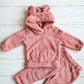Conjunto 2 piezas plush abrigado para niña - Color rosa