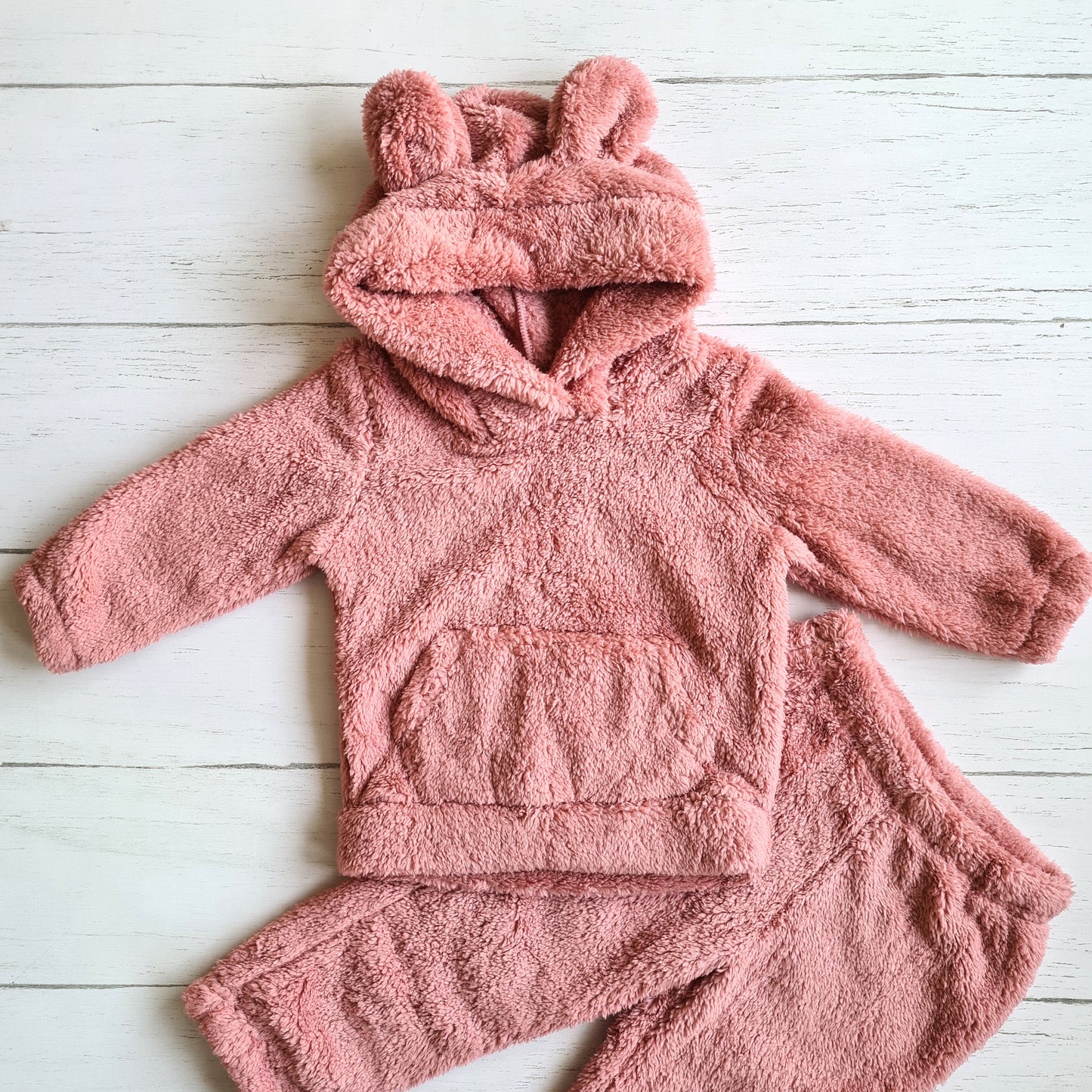 Conjunto 2 piezas plush abrigado para niña - Color rosa