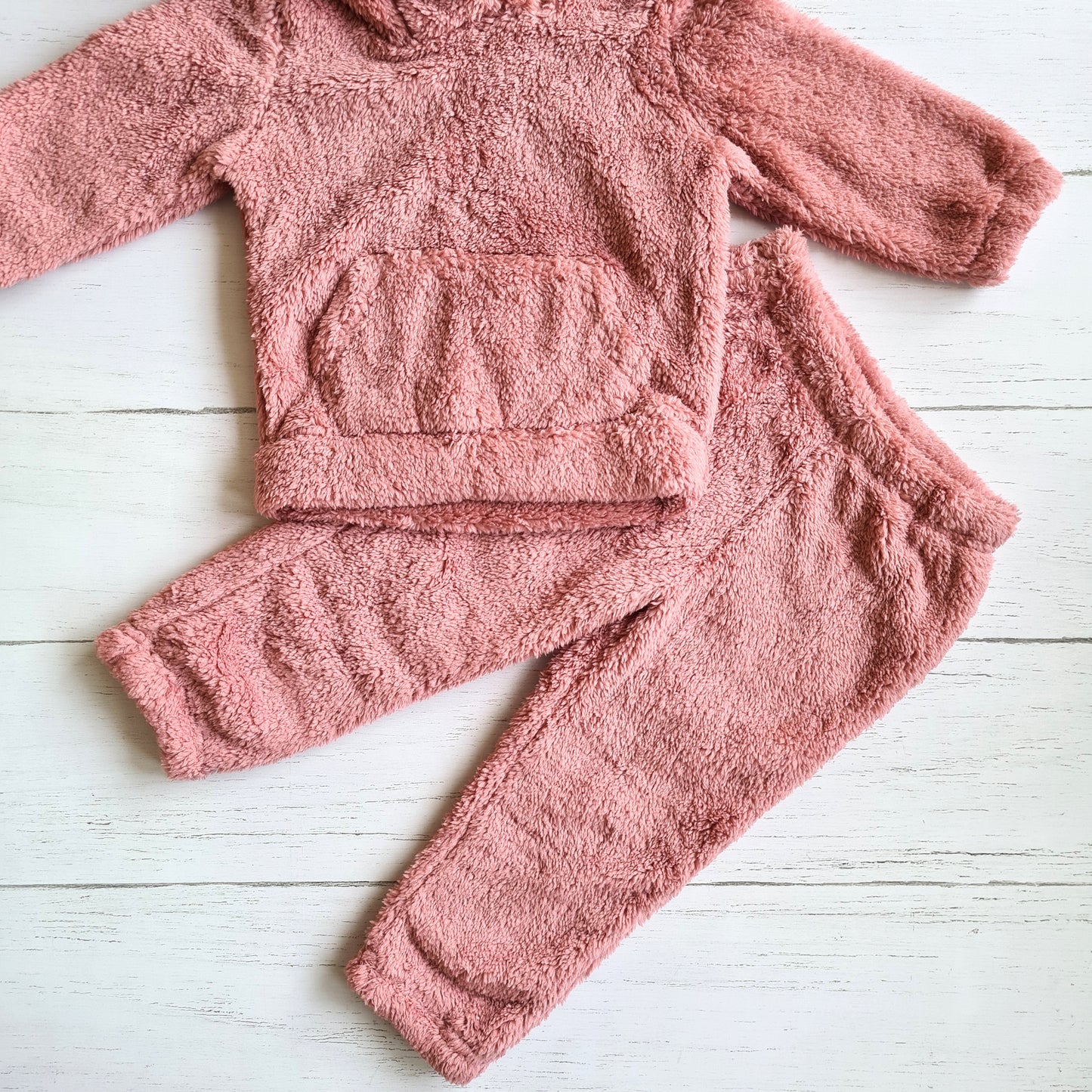 Conjunto 2 piezas plush abrigado para niña - Color rosa