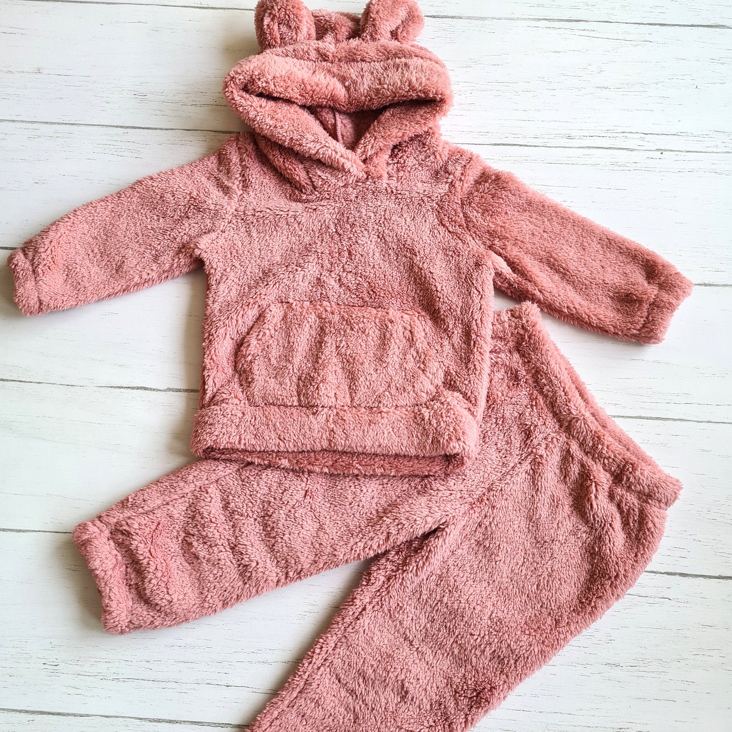 Conjunto 2 piezas plush abrigado para niña - Color rosa