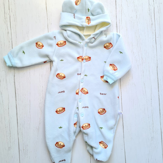 Enterito plush abrigado para bebe - modelito osito celeste