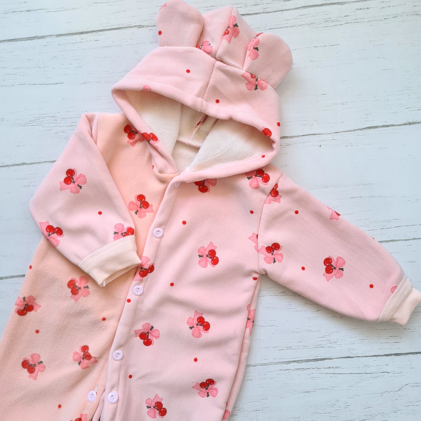 Enterito plush abrigado rosa