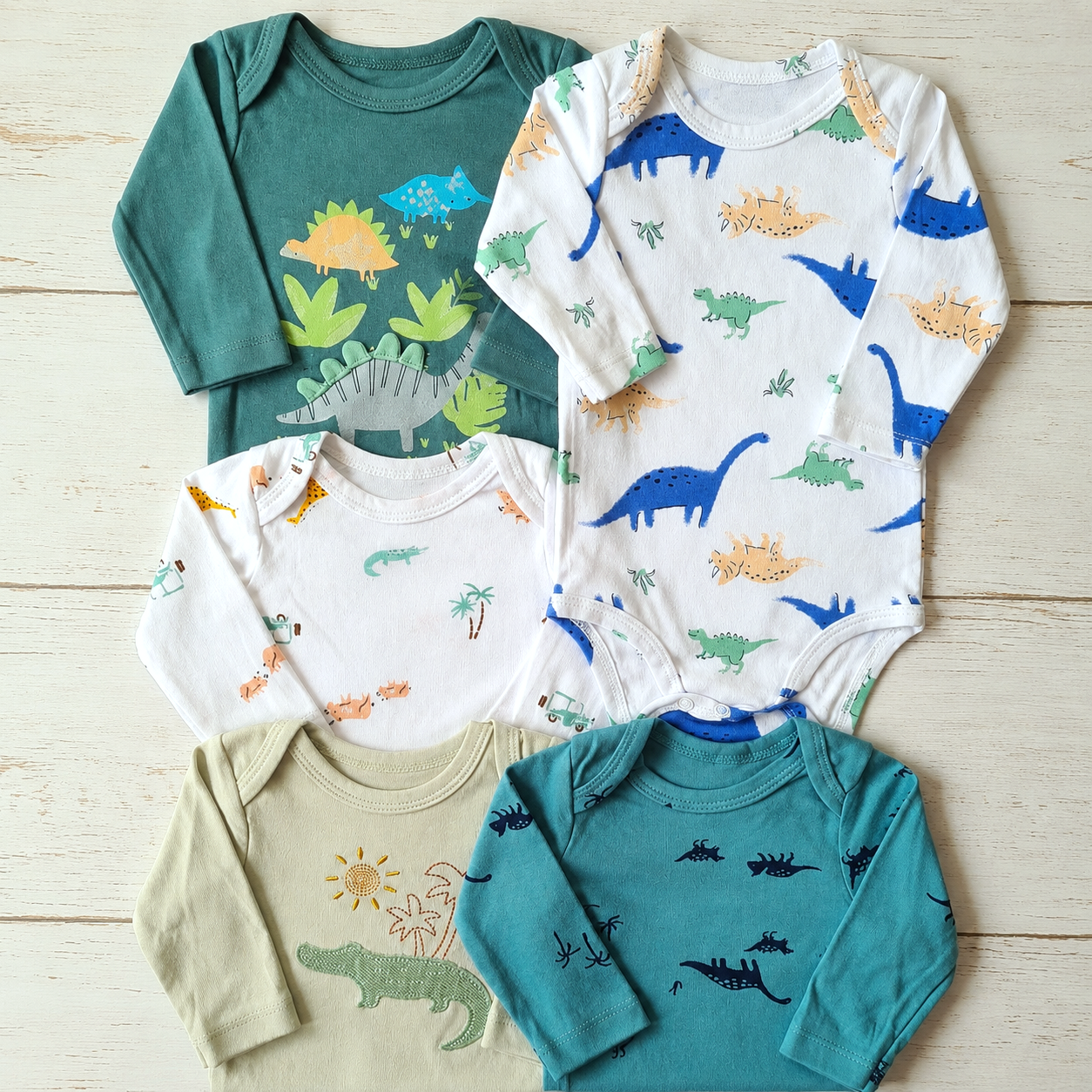 🐼 Pack 5 bodies algodón niño