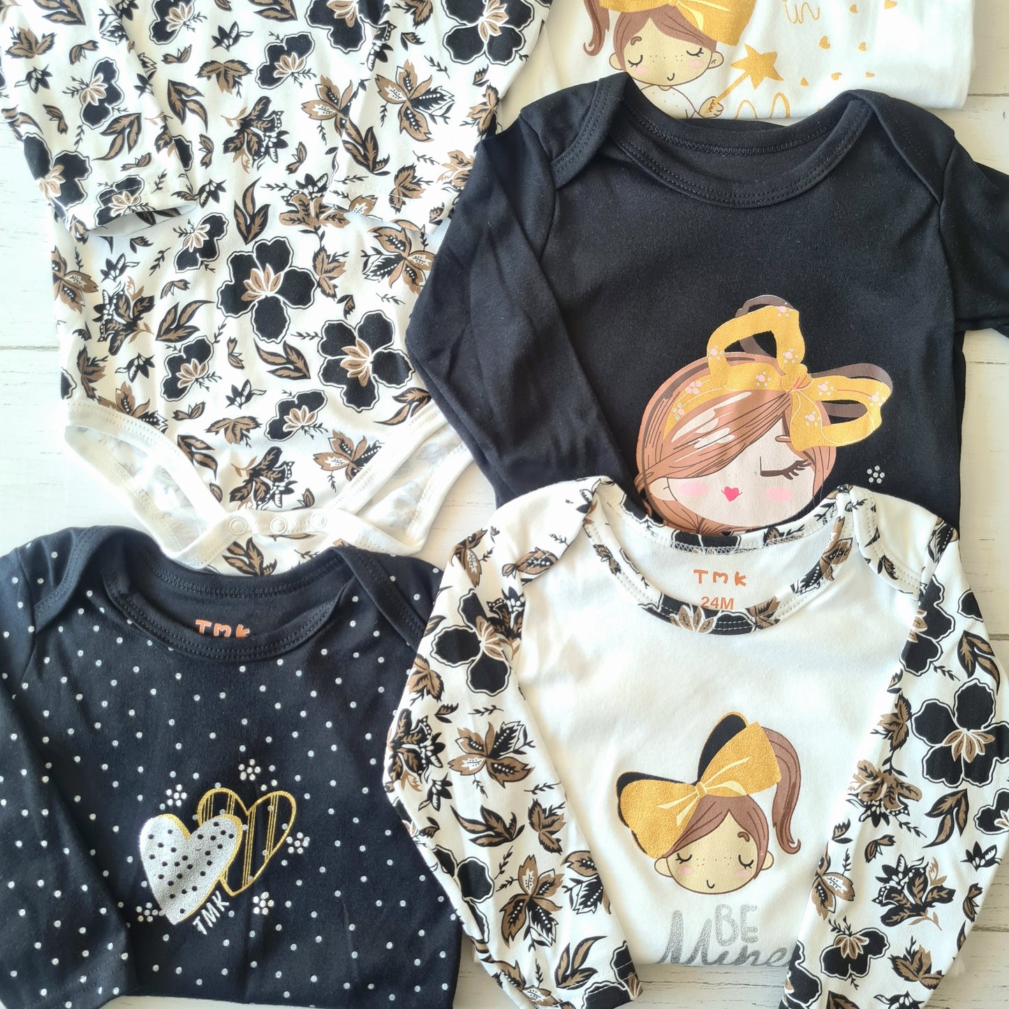 🐼 Pack 5 bodies algodón niña
