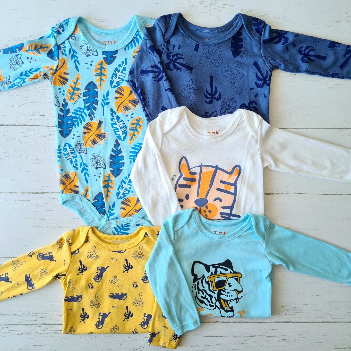 🐼 Pack 5 bodies algodón niño