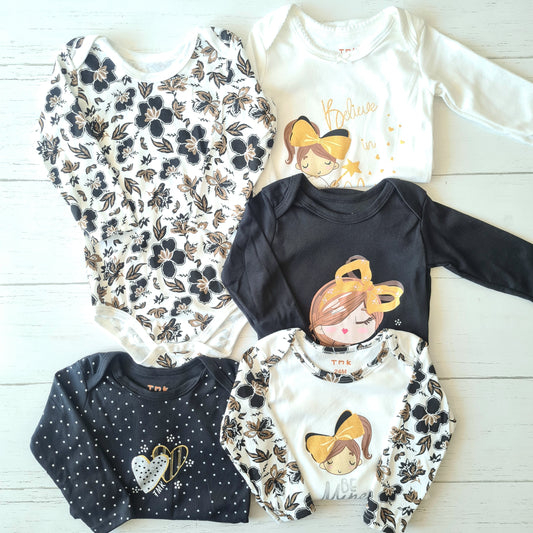 🐼 Los infaltables – Set de 5 bodies niña