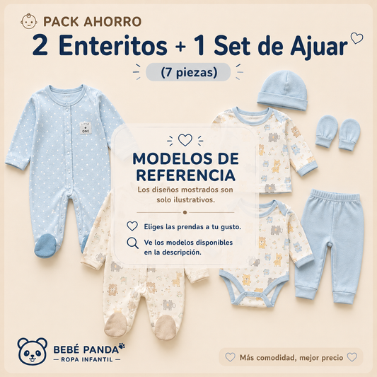 👶 Pack Ahorro 2 enteritos y 1 set de ajuar niños (7 piezas esenciales)