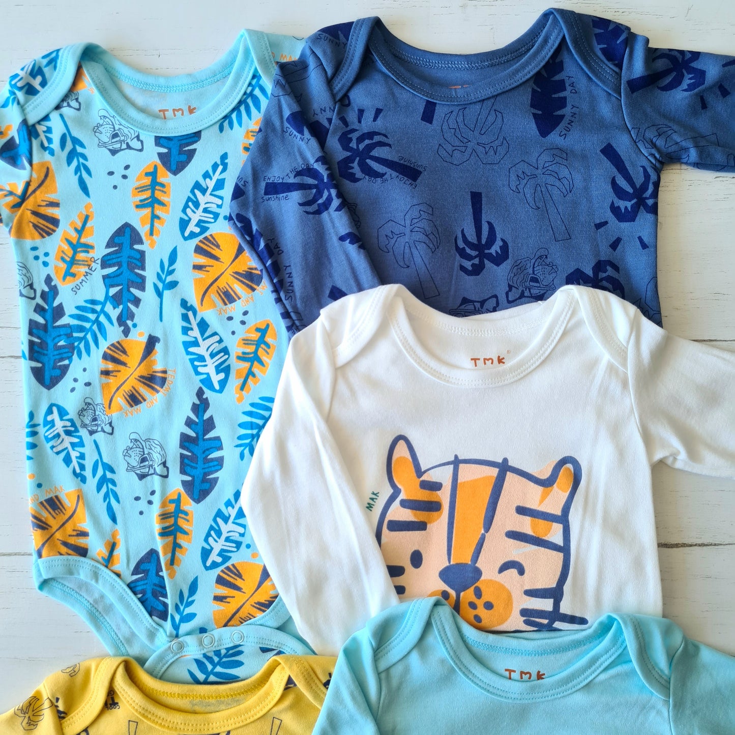 🐼 Pack 5 bodies algodón niño
