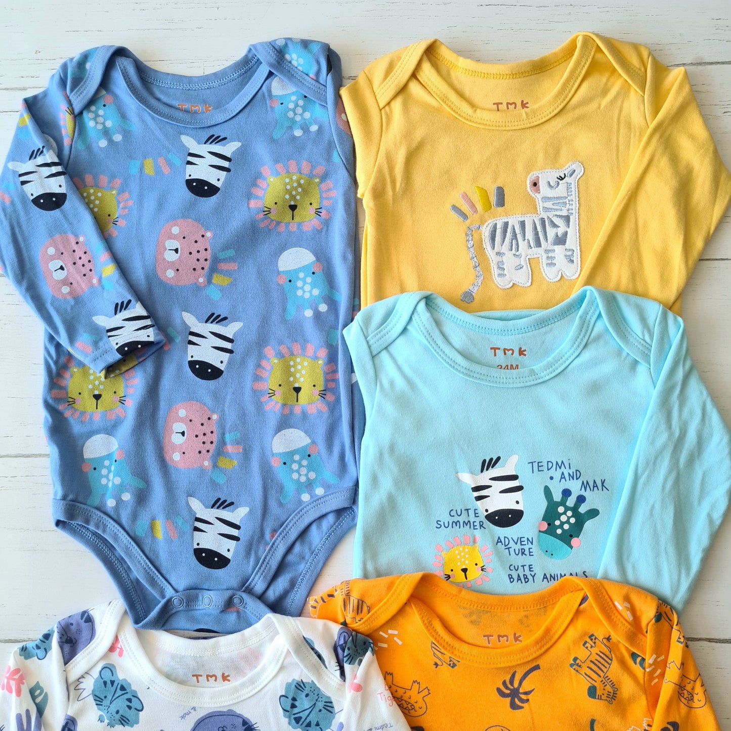 🐼 Pack 5 bodies algodón niño