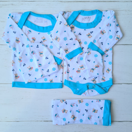 🐼 Ajuar algodón estampado 5 piezas