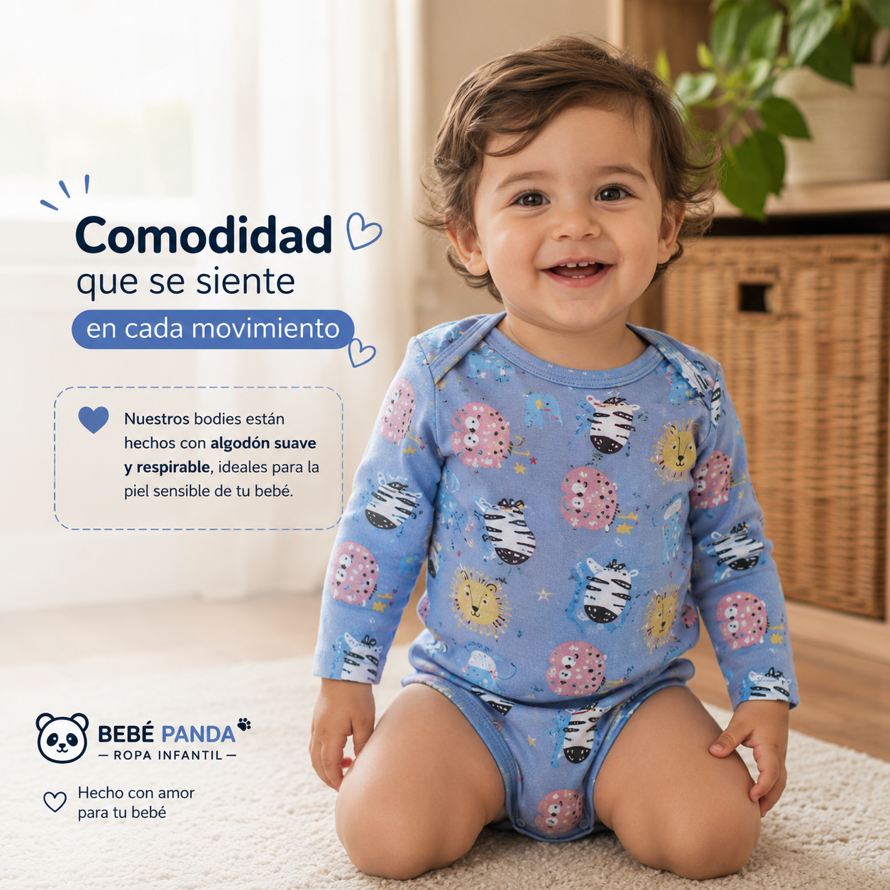🐼 Pack 5 bodies algodón niño
