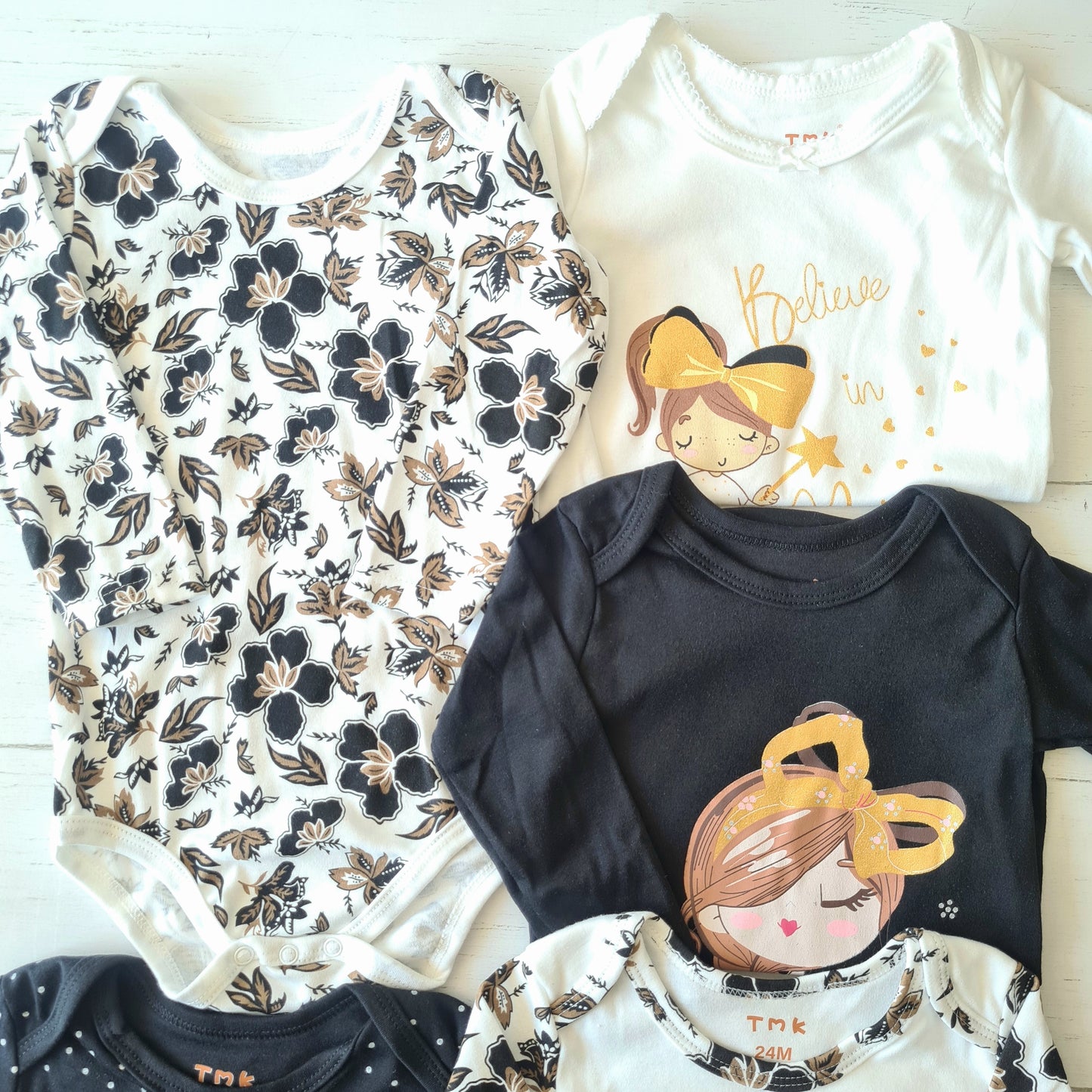 🐼 Pack 5 bodies algodón niña