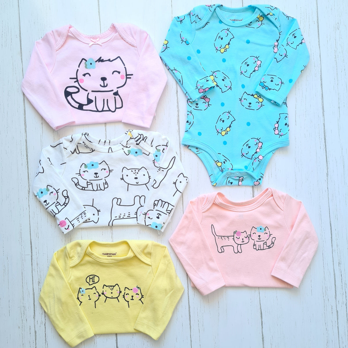 🐼 Pack 5 bodies algodón niña
